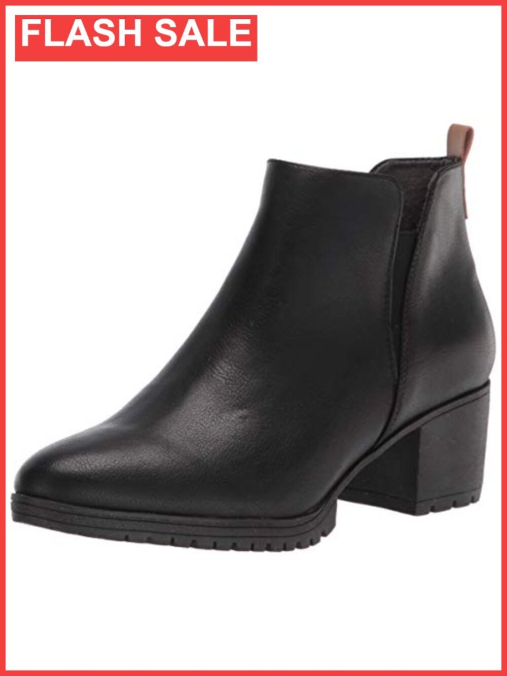 Women's Faux Leather Ankle Bootie Slip On Block Heel